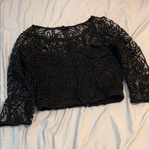Black sheer cropped top